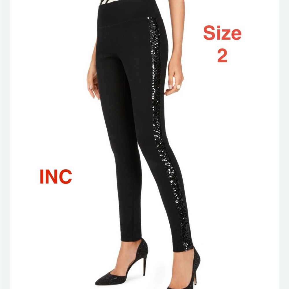 INC International Concepts Women's Black pull on with Sequin Detail